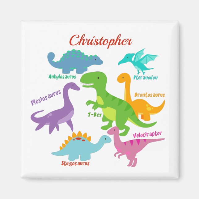 Aimant Noms de dinosaures pour enfants mignons Personnali (Devant)