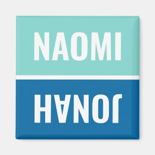 Aimant Noms personnalisés Aqua et Cobalt Blue Lave-vaiss