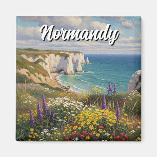 Aimant Normandie France Étretat Cliffs Fleurs sauvages