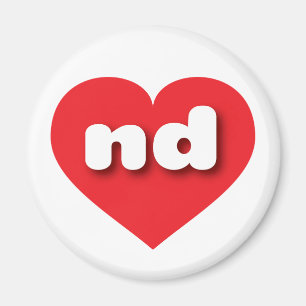 Aimant North Dakota Red Heart - J'aime ND