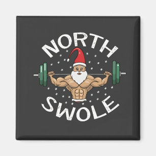 Aimant North Swole Funny Muscle Père Noël Fitness de Noël