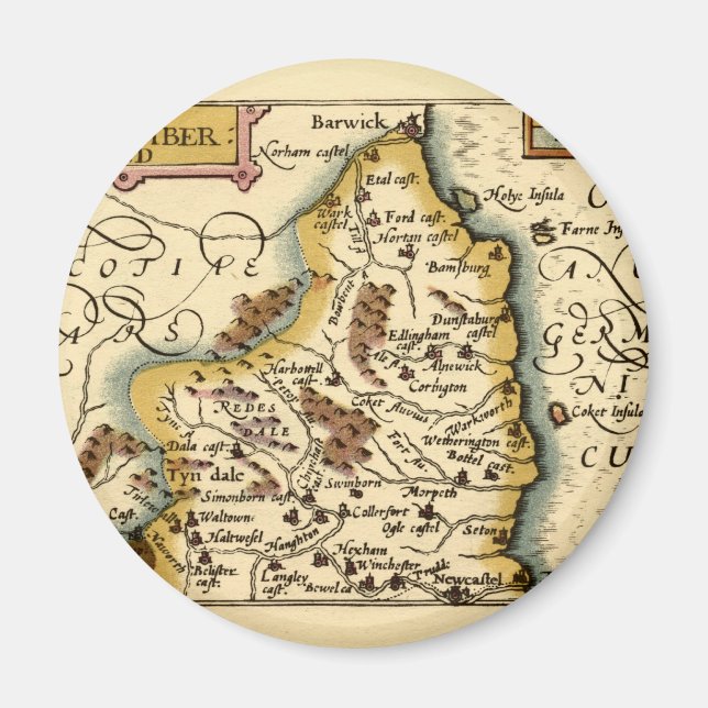 Aimant Northumberland Comté Angleterre Ancien Carte Antiq (Devant)