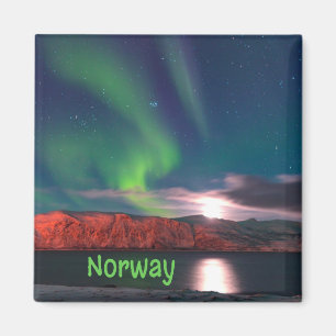 Aimant Norvège Lumières nordiques scandinaves Clips rouge