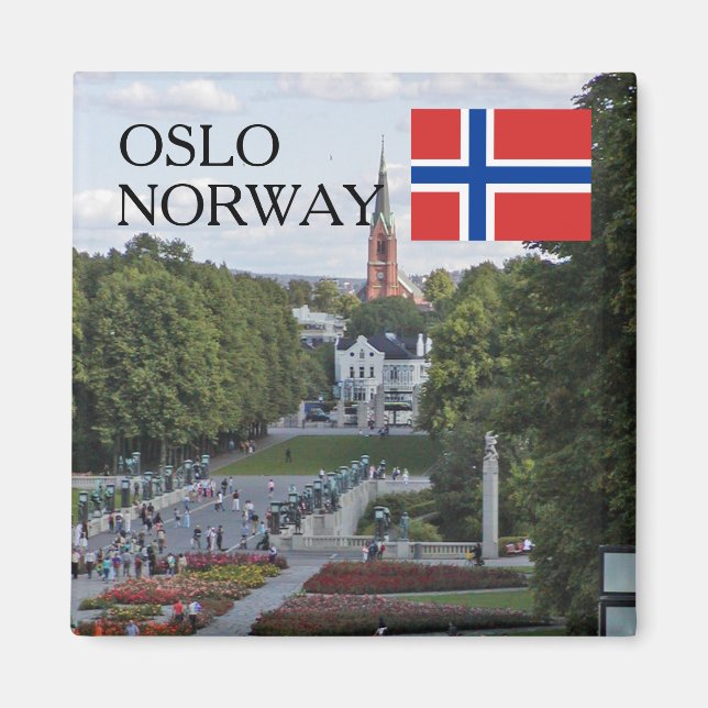 Aimant Norvège Scandinavie Oslo Vigeland voyage souvenir (Devant)