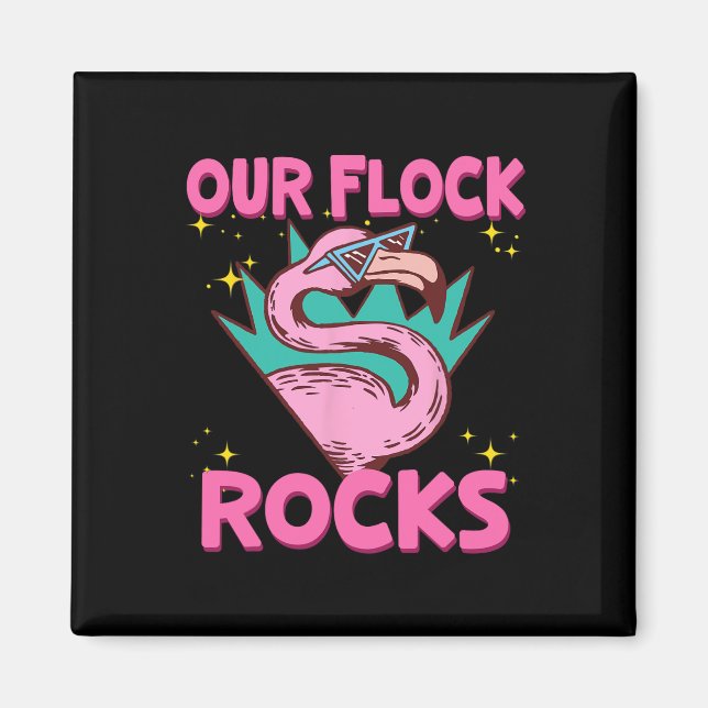 Aimant Nos Flock Rocks Flamant rose Correspondant Vacance (Devant)