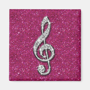 Aimant Note de musique en diamant pailleté brillant impri