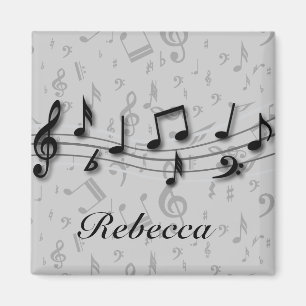 Aimant Notes musicales noires et grises personnalisées