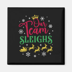 Aimant Notre équipe dévale Noël Famille Pyjama Xmas Rein
