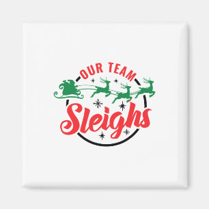Aimant Notre équipe dort Noël Famille Pyjama Noël Noël Ho