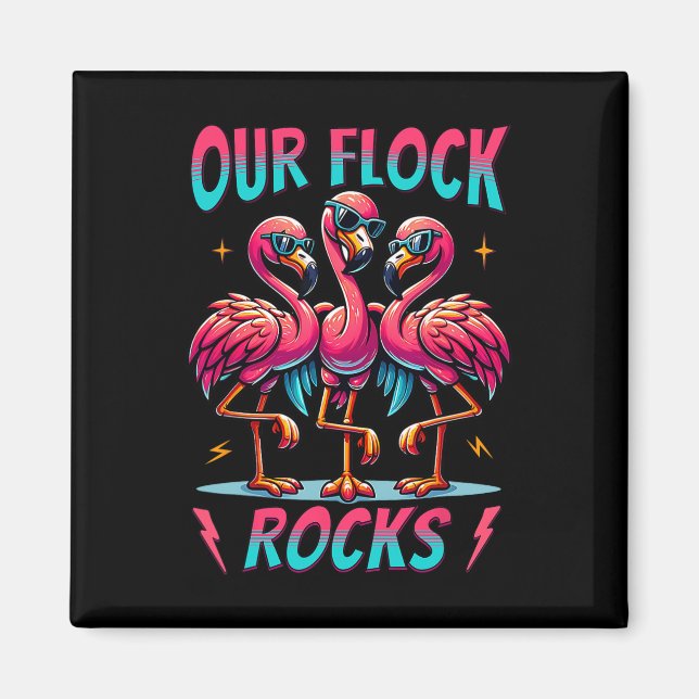 Aimant Notre Flock Rocks Flamant rose mignon Correspondan (Devant)