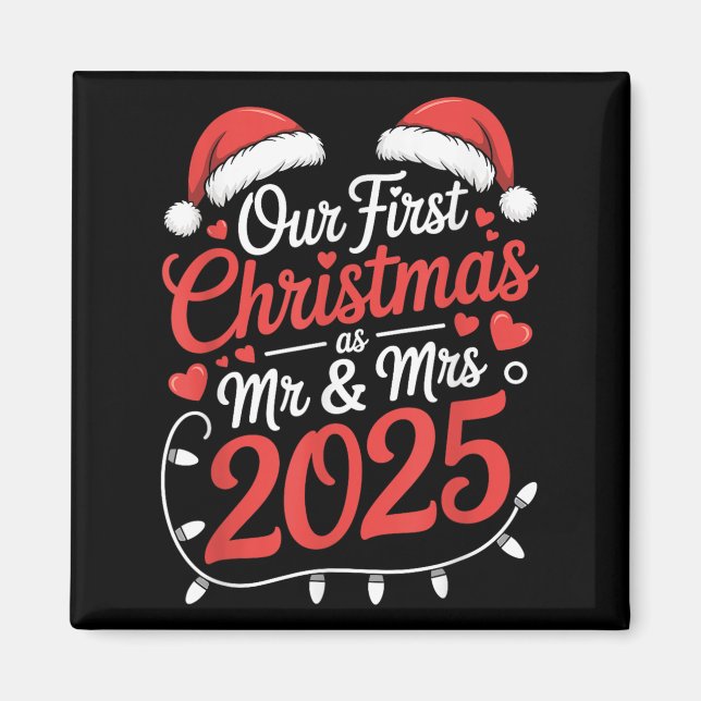 Aimant Notre Premier Noël Comme M. Mme 2025 Couples Marié (Devant)