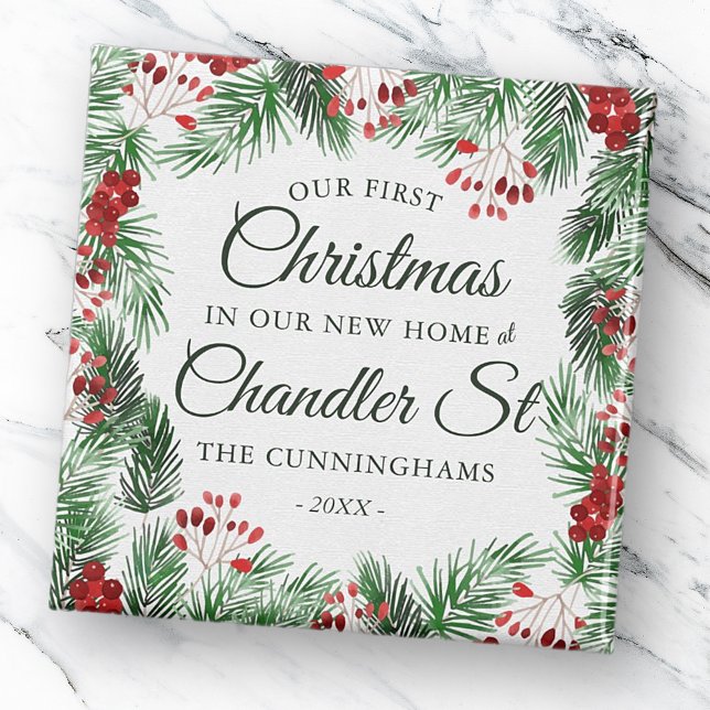 Aimant Notre premier Noël dans notre nouvelle aquarelle (Créateur téléchargé)