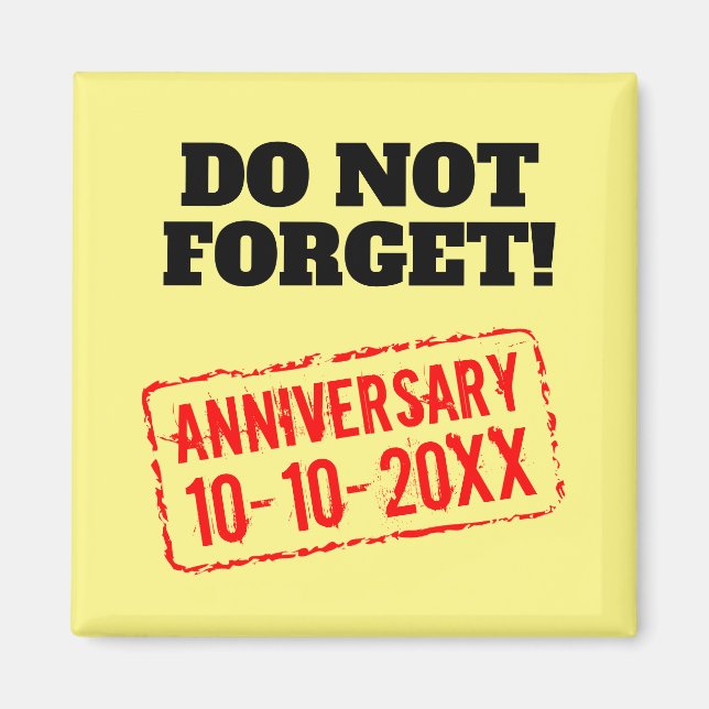 Aimant N'oubliez pas mariage anniversaire jour drôle réfr (Devant)