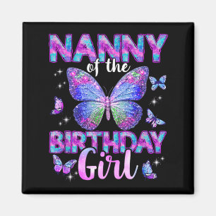 Aimant Nounou de la fille d'anniversaire Famille Papillon