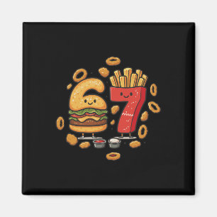 Aimant Nourriture Rapide Drôle 67 Burger Frites Poulet Nu
