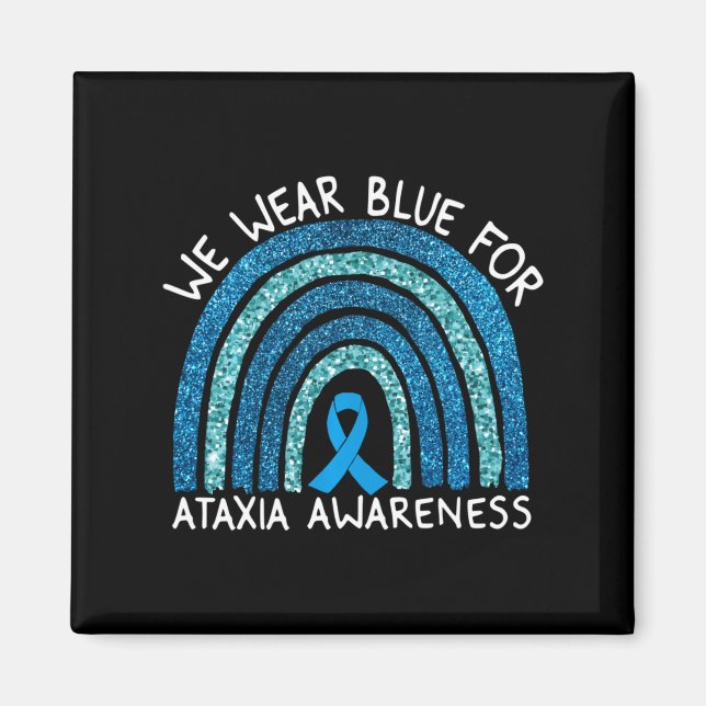 Aimant Nous Portons Bleu Pour Ataxia Sensibilisation Rain (Devant)