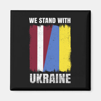 Aimant Nous sommes avec l'Ukraine Amitié lettone ukrainie