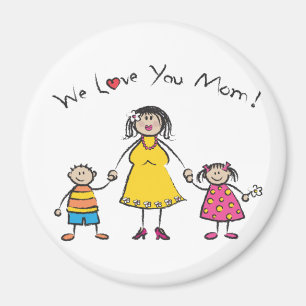 Aimant Nous t'aimons Maman Cartoon Famille Bonne fête des