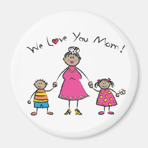Aimant Nous t'aimons Maman Cartoon Famille Bonne fête des