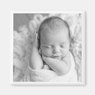 Aimant Nouveau bébé photo noir blanc intemporel Keepsaké