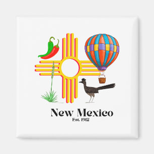 Aimant Nouveau-Mexique Zia_ Poivrons, Ballon, Grand Géoco