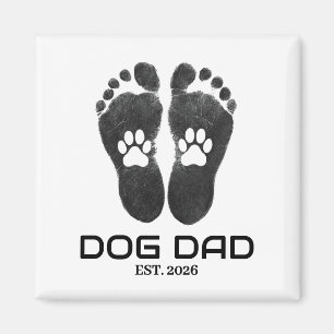Aimant Nouveau Papa Chien Empreintes de Patte Gras Date d