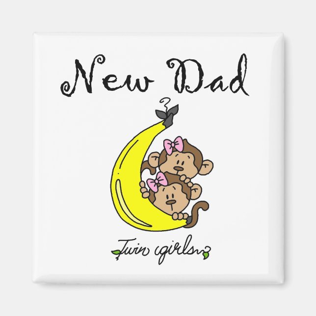 Aimant Nouveau papa de Twin Girls Tshirts et cadeaux (Devant)