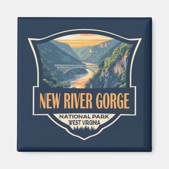Aimant Nouveau Parc national de la Gorge River Illustrati (Devant)