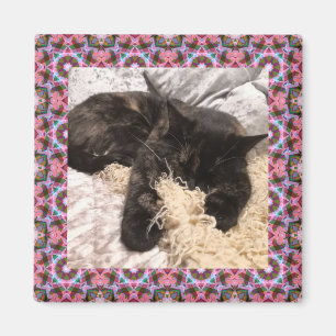 Aimant Nouveau Pet Rose Vert Noël Étoile Carré Cadre