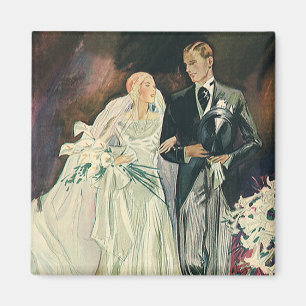 Aimant Nouveaux mariés vintages de mariage, jeune marié
