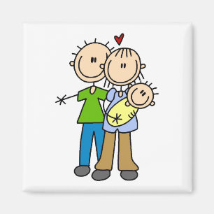 Aimant Nouveaux parents avec des maillots et des cadeaux 