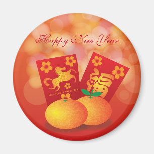 Aimant Nouvelle année chinoise des mandarines de cheval