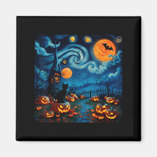 Aimant Nouvelle Art Étoilé Nuit Ciel Art Y Halloween Chat