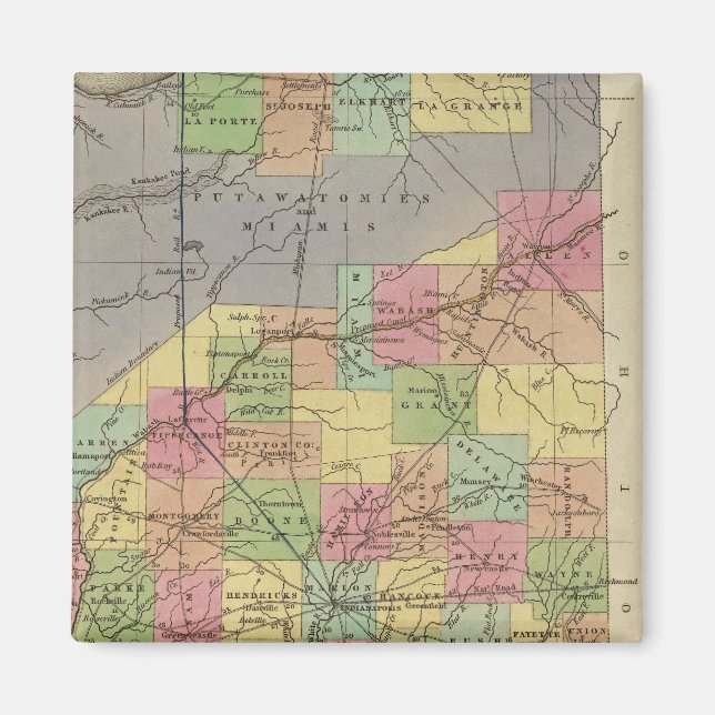 Aimant Nouvelle Carte De L'Indiana (Devant)