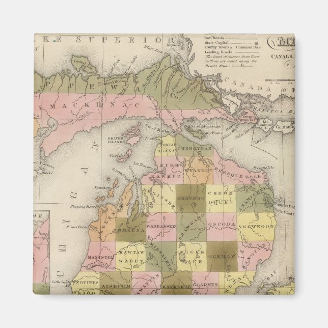 Aimant Nouvelle Carte Du Michigan (Devant)