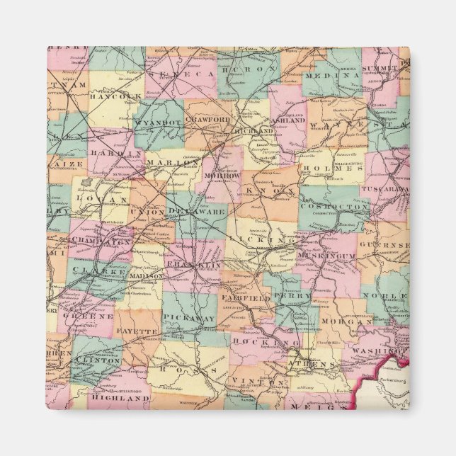 Aimant Nouvelle carte ferroviaire de l'État de l'Ohio (Devant)