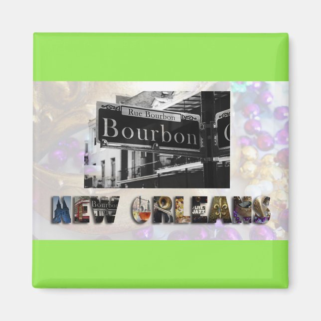 Aimant Nouvelle-Orléans Bourbon Street Beads NOLA (Devant)