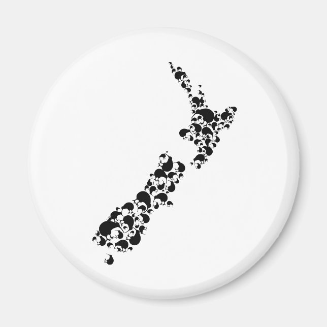 Aimant NOUVELLE-ZÉLANDE - plein de kiwis - noir (Devant)