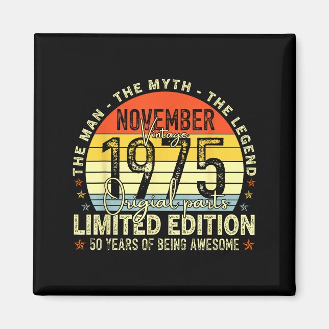 Aimant November 1975 50th Birthday For Men Women 50 Year  (Devant)