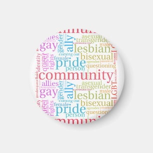 Aimant Nuage de mots de la communauté arc-en-ciel LGBTQ+