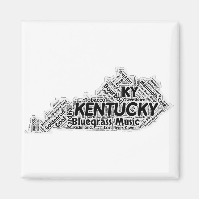 Aimant Nuage de mots de l'État du Kentucky (Devant)