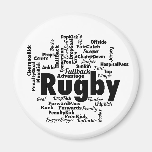 Aimant Nuage de mots de rugby à XV (Devant)
