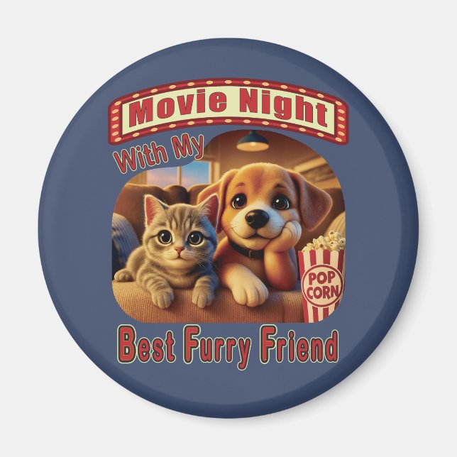 Aimant Nuit de cinéma - Meilleur Ami de la fureur - Cute  (Devant)