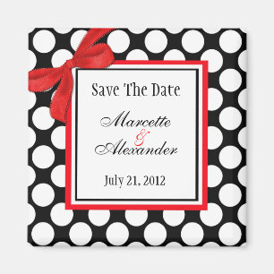 Aimant Nuit de mariage rouge Polka Dot Sauvez la date