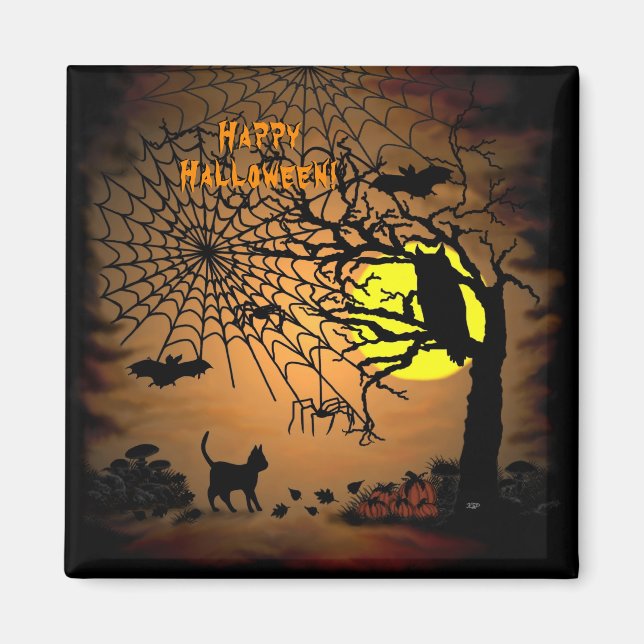 Aimant Nuit d'Halloween, Joyeux Halloween ! (Devant)