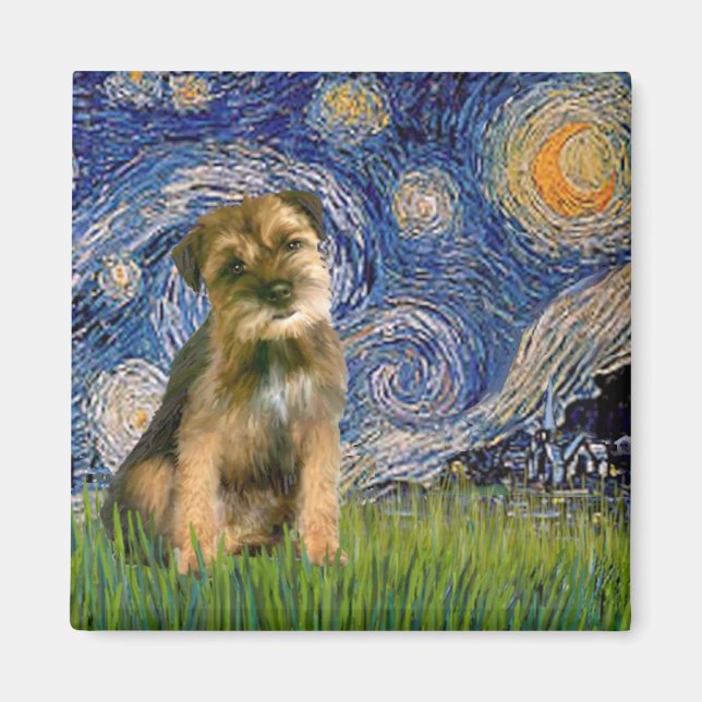 Aimant Nuit étoilée - Bordure Terrier #1 (Devant)