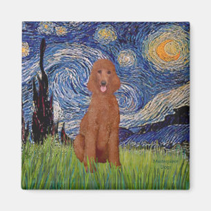 Aimant Nuit étoilée - Caniche standard rouge foncé #1