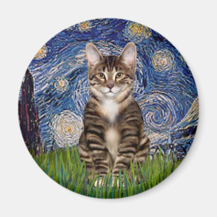 Aimant Nuit étoilée - Tabby Tiger cat 30