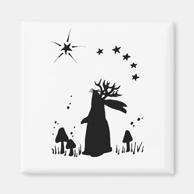 Aimant Nuit Jackalope - B&W (Devant)