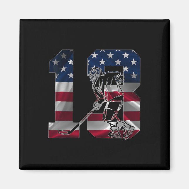 Aimant Number 13 Years Ice Hockey 13th Birthday  (Devant)